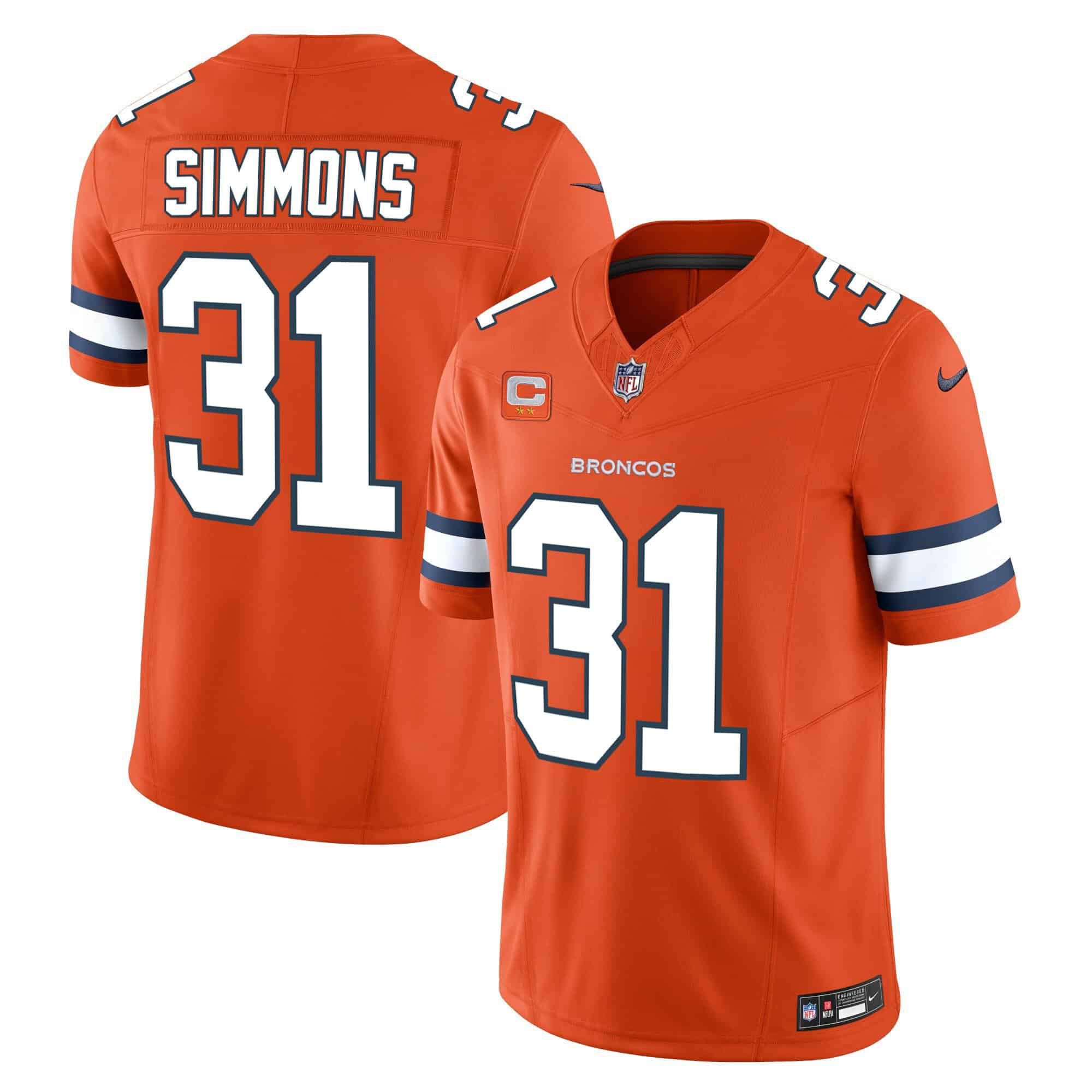 Men Denver Broncos #31 Simmons Orange 2024 Nike Vapor Limited NFL Jersey style 2->indianapolis colts->NFL Jersey